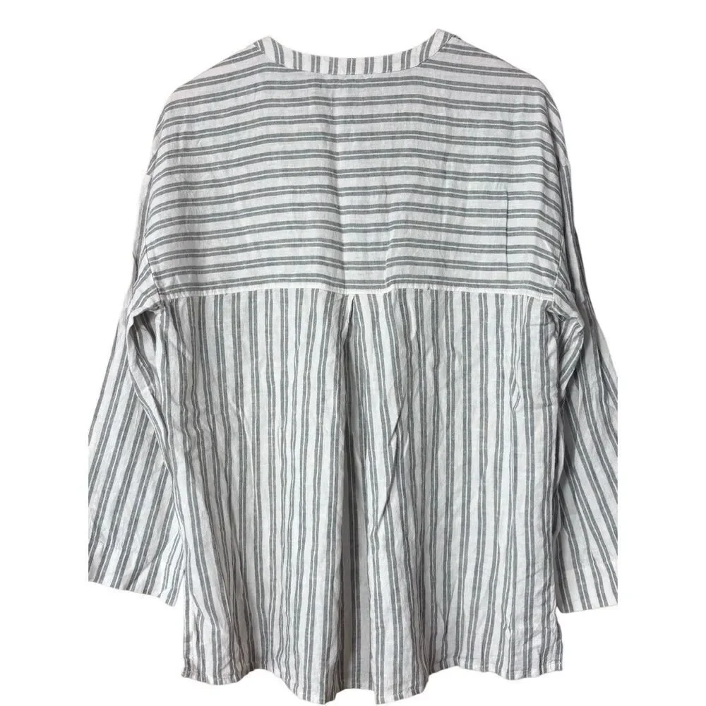 Madewell Linen-Blend Lakeline Popover Shirt distant grove new